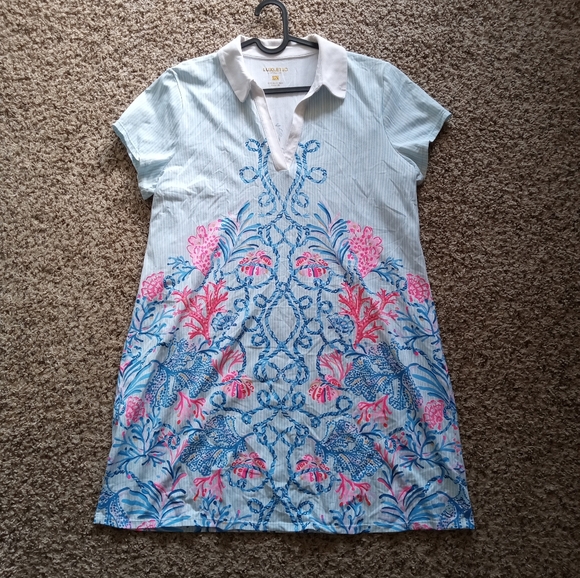 Lilly Pulitzer Luxletic Cayo Costa Upf 50+ Naut Today Midi Dress Blue Size XL - Picture 2 of 5